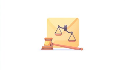 Legal Email Communication; Justice Scales, Gavel, and Envelope