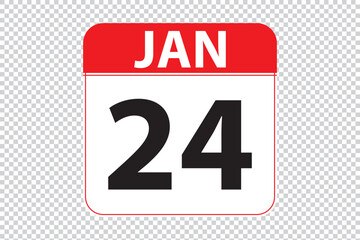 January 24 dates calendar icon.  simple and modern calendar icon on white background.
