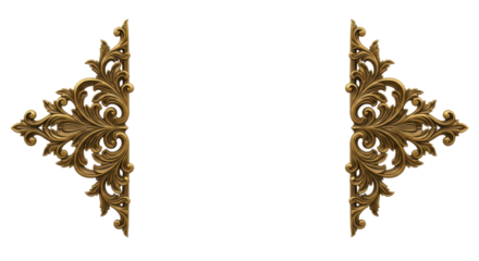 Exquisite Golden Ornament: Intricate golden ornamental elements in a symmetrical arrangement evoke a sense of refined elegance and timeless beauty.