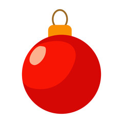 simple flat vector illustration of a shiny red Christmas ornament