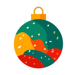 colorful flat vector illustration of a Christmas bauble with an abstract pattern.