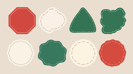collection of Christmas-themed labels and gift tags in various shapes.