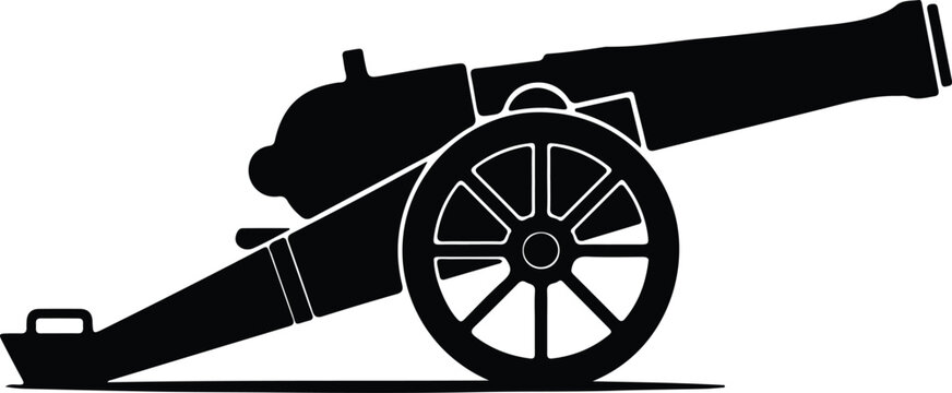 Illustrator Black cannon military historical symbol isolated Silhouette vector
