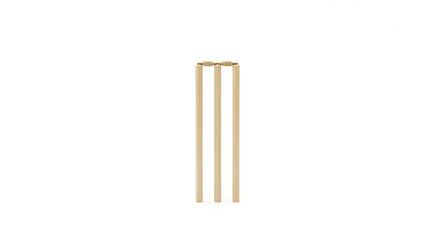 Isolated cricket wickets with bails standing upright on a plain white background in a studio shot ai generated