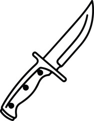 Illustrator hunting knife with guard and handle detail Silhouette vector