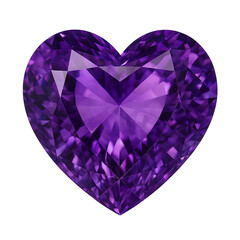 Amethyst heart gemstone isolated on transparent background