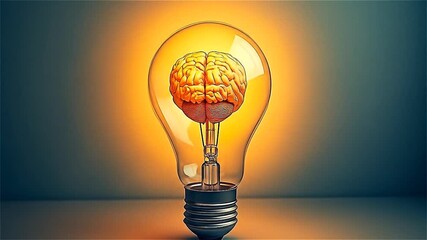 Innovative design showcasing a brain inside a light bulb, blending creativity and intelligence in a striking visual representation