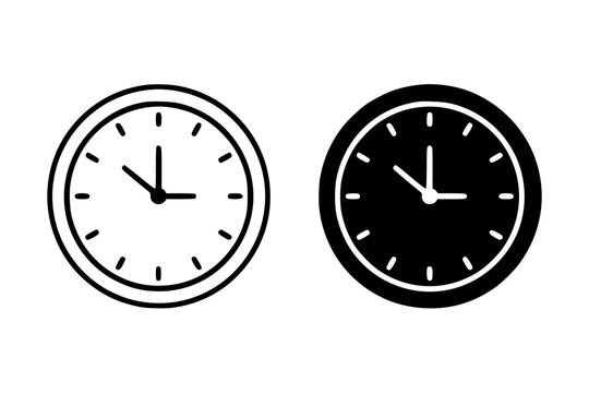 Clock icons: black and white circular timekeeping symbols for design