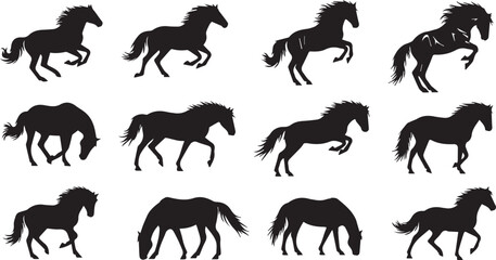 Obraz premium Dynamic Horse Silhouette Set Prompt and Tags