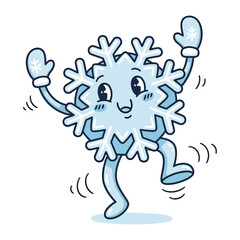 Animated Snowflake Dancing: A cheerful animated snowflake dances with glee, its playful expression and stylish mittens perfectly capture the magic and beauty of winter.