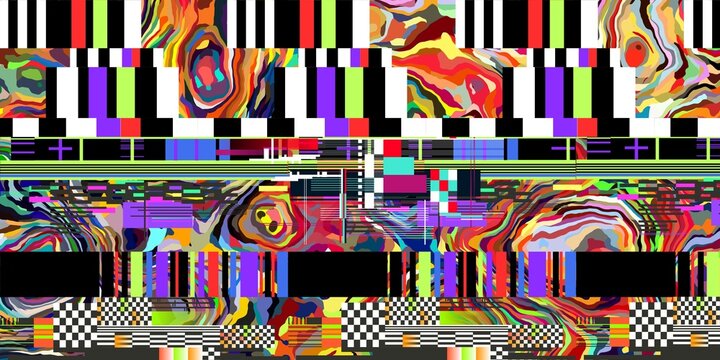 Psychedelic Glitch Art with Fluid Organic and Digital Shapes - 1