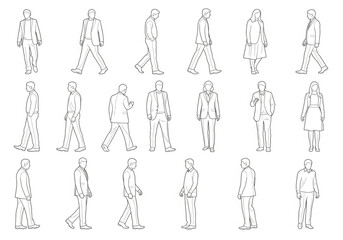 Collection of diverse people walking