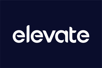 Elevate wordmark logo against a dark blue background, modern and clean design.