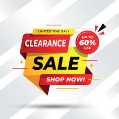 Dynamic Clearance sale banner design with 60% off