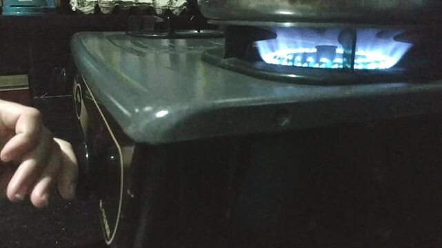 burning gas stove