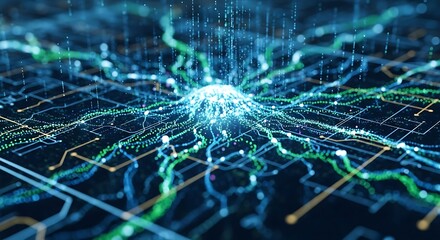 Abstract Neural Network Connection - Artificial Intelligence and Data Flow.