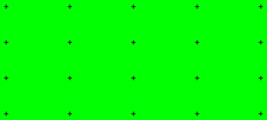 Green screen background with black tracking points in grid layout, ideal for motion tracking, VFX compositing, camera alignment, and post production assets.