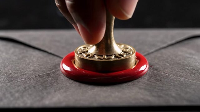 Sealing an Envelope with Traditional Red Wax Stamp