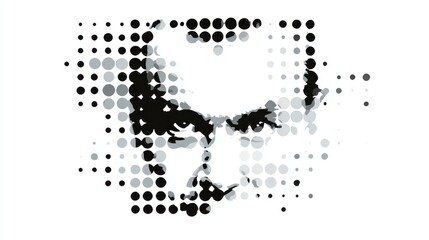 Obraz premium Halftone portrait of man made with circles