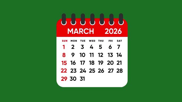 Calendar page of January 2026 turns to February month footage