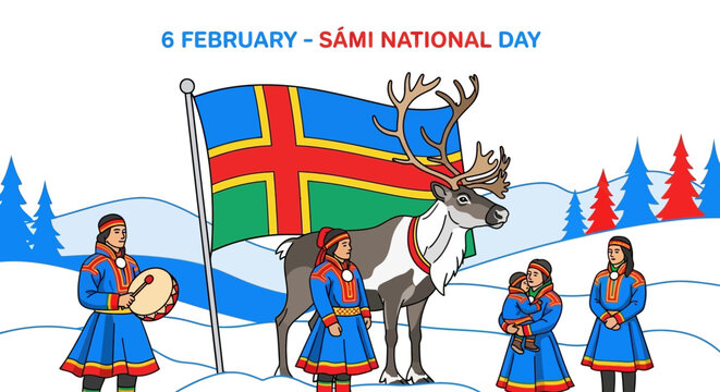 Sami National Day Celebration with Reindeer and Traditional Attire.