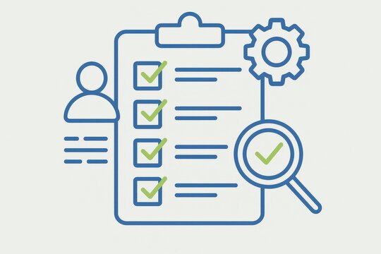 Streamlined workflow management visualization featuring checklist and gears representing productivity optimization and task automation in a digital workspace environment - Powered by Adobe