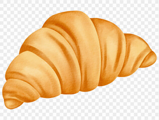 Watercolor croissant illustration for Thanksgiving breakfast and holiday design. Vector.