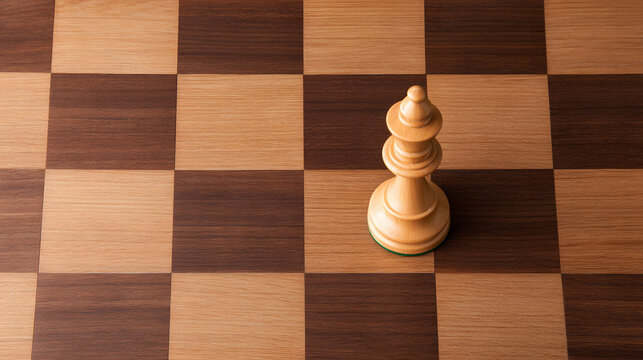 gambit. A single chess piece on a wooden board, connecting two sides in a minimalist game. tutorial guides, club newsletters, designed for tourism and weekend activity guides.