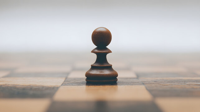 gambit. A single chess piece on a wooden board, connecting two sides in a minimalist game. tutorial guides, club newsletters, designed for tourism and weekend activity guides.
