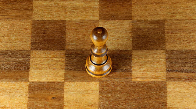 gambit. A single chess piece on a wooden board, connecting two sides in a minimalist game. tutorial guides, club newsletters, designed for tourism and weekend activity guides.