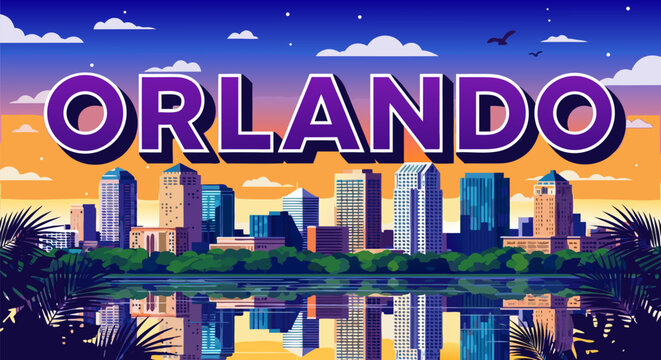 Orlando Skyline Illustration A Vibrant Cityscape Reflection