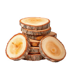 Rustic Stacked Wood Slice Cross Sections Display on Transparent Background. Ai Generated Images