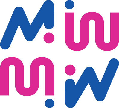 M or W dot logo design, minimalist letter mark with circle dots, modern abstract monogram for branding and identity