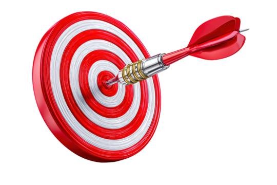 Realistic 3D Render Dart Hitting Bullseye Target Achieving Accuracy Concept. Ai Generated Images