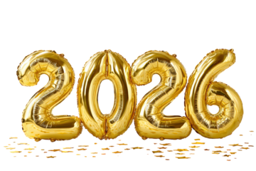 Foil Shiny Number Balloon Illustration Decoration of 2026 New Year. Ai Generated Images