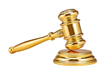 Shiny Golden Gavel Isolated on Transparent Background for Justice Ceremony. Ai Generated Images