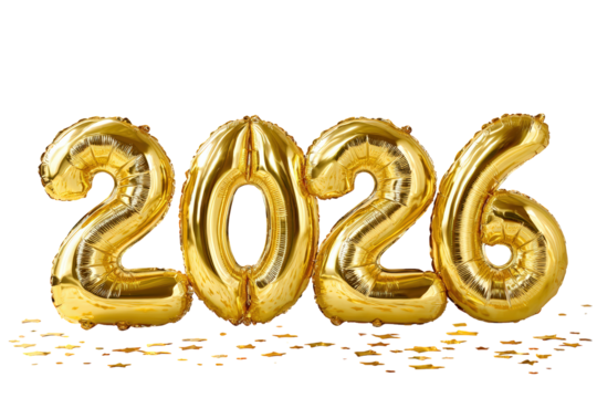 Foil Shiny Number Balloon Illustration Decoration of 2026 New Year. Ai Generated Images