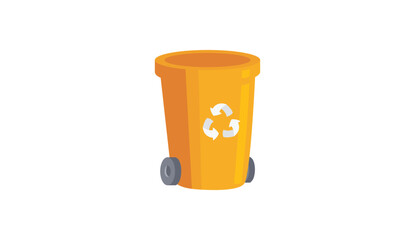 Yellow recycling bin vector illustration isolated on white background
