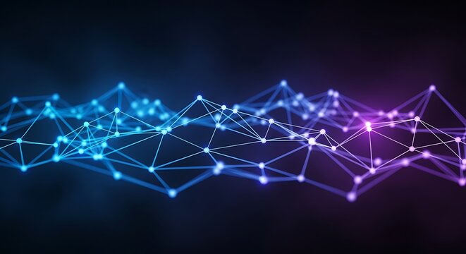Abstract Network Connection with Blue and Purple Lights