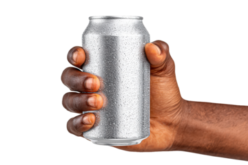 Realistic Close Up of Hand Holding Cold Metallic Drink Can. Ai Generated Images