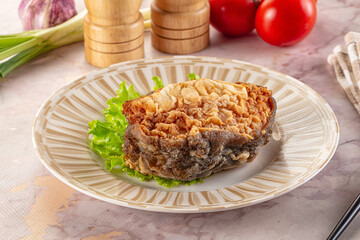 Roasted cod fish fillet piece