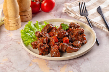 Hungarian goulash with beef meat