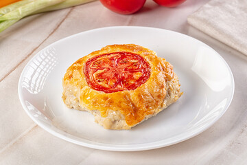 Chicken chop cutlet with cheese and tomato