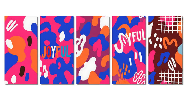 Set of joyful abstract patterns colorful vector backgrounds for social media posters and web design