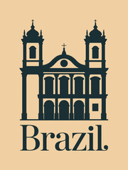 Brazil Silhouette Vector Design Featuring Historic Colonial Architecture