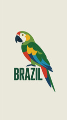 Brazil Parrot Vector Design Featuring Tropical Macaw Illustration