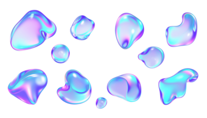 3d glass holographic y2k abstract shape set - heart, flame, stars, cherry, lightning, crown, chain, arrow, polygon, spiral line, sphere with neon gradient isolated on black background 