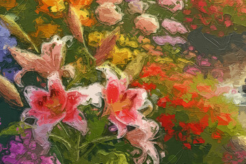 Various oil paintings, flowers, tulips, chrysanthemums, roses, peonies, fruits, streams, scenery, spotted deer, forests, birds