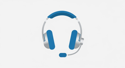 Blue and silver headset vector illustration perfect for customer service or gaming applications online now