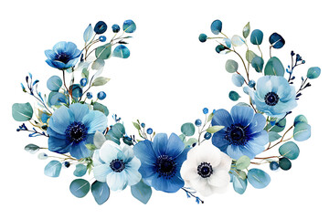 Blue and white floral wreath